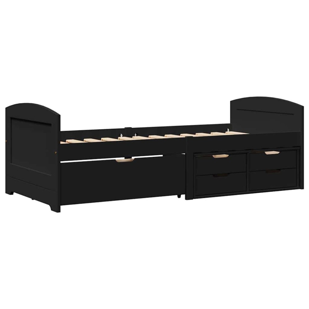 vidaXL Pat de zi cu 5 sertare fără saltea „IRUN” Negru 90x200 cm