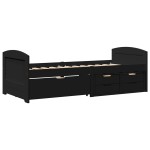 vidaXL Pat de zi cu 5 sertare fără saltea „IRUN” Negru 90x200 cm vidaXL Pat de zi cu 5 sertare fără saltea „IRUN” Negru 90x200 cm