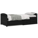 vidaXL Pat de zi cu 5 sertare fără saltea „IRUN” Negru 90x200 cm vidaXL Pat de zi cu 5 sertare fără saltea „IRUN” Negru 90x200 cm