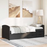 vidaXL Pat de zi cu 5 sertare fără saltea „IRUN” Negru 90x200 cm vidaXL Pat de zi cu 5 sertare fără saltea „IRUN” Negru 90x200 cm