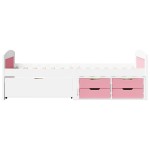 vidaXL Pat de zi cu 5 sertare fără saltea „IRUN” alb și roz 90x200 cm vidaXL Pat de zi cu 5 sertare fără saltea „IRUN” alb și roz 90x200 cm