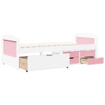 vidaXL Pat de zi cu 5 sertare fără saltea „IRUN” alb și roz 90x200 cm vidaXL Pat de zi cu 5 sertare fără saltea „IRUN” alb și roz 90x200 cm
