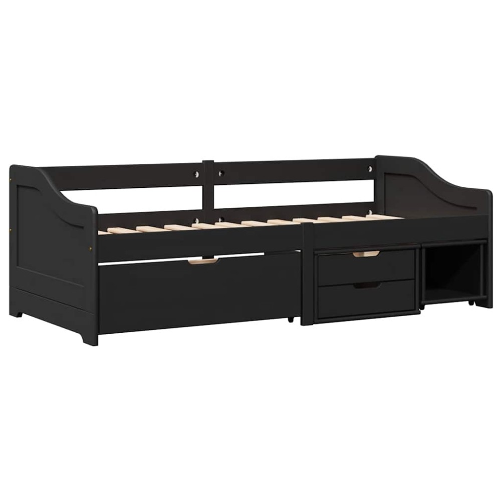 vidaXL Pat de zi cu 3 sertare fără saltea „IRUN” Negru 90x200 cm