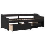 vidaXL Pat de zi cu 3 sertare fără saltea „IRUN” Negru 90x200 cm