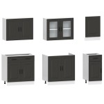 vidaXL Set dulap de bucătărie 7 piese „Kalmar” lemn negru prelucrat