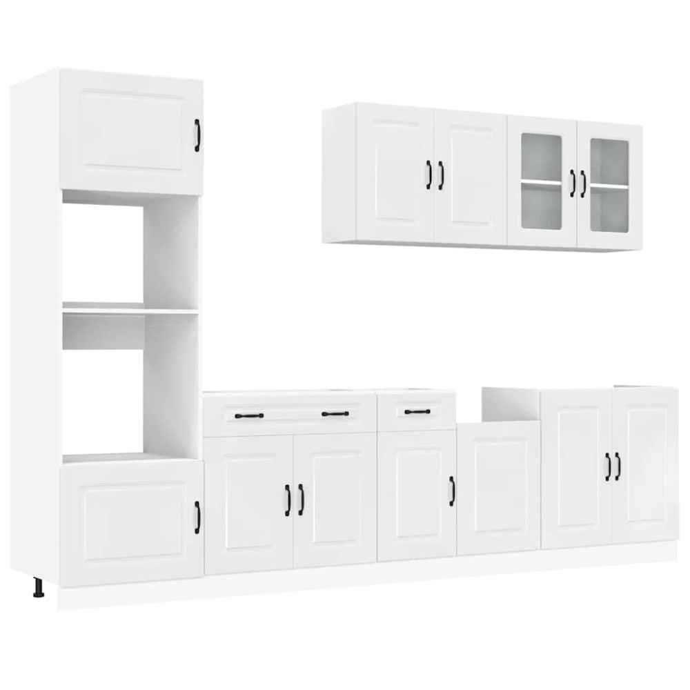 vidaXL Set dulap de bucătărie 7 piese „Kalmar” alb lucios Lemn