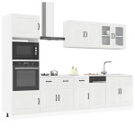 vidaXL Set dulap de bucătărie 7 piese „Kalmar” alb lucios Lemn vidaXL Set dulap de bucătărie 7 piese „Kalmar” alb lucios Lemn