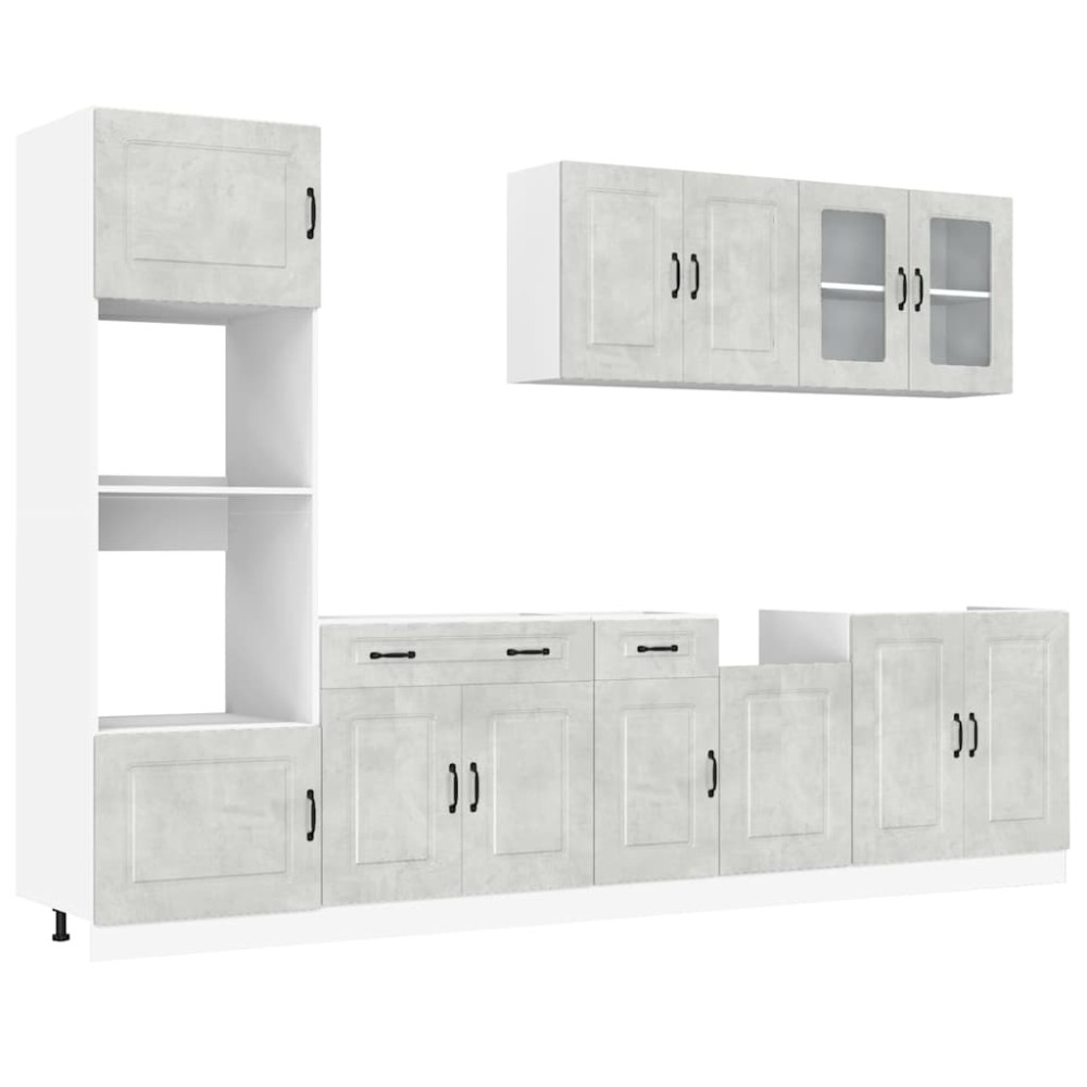 vidaXL Set dulapuri de bucătărie 7 piese „Kalmar” gri beton Lemn