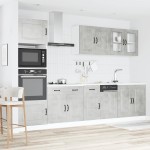 vidaXL Set dulapuri de bucătărie 7 piese „Kalmar” gri beton Lemn vidaXL Set dulapuri de bucătărie 7 piese „Kalmar” gri beton Lemn