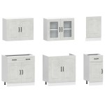 vidaXL Set dulapuri de bucătărie 7 piese „Kalmar” gri beton Lemn vidaXL Set dulapuri de bucătărie 7 piese „Kalmar” gri beton Lemn