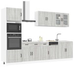 vidaXL Set de dulapuri de bucătărie 7 piese „Kalmar” lemn Sonoma gri vidaXL Set de dulapuri de bucătărie 7 piese „Kalmar” lemn Sonoma gri