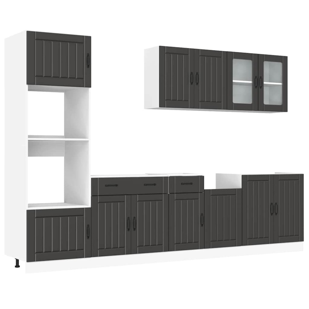 vidaXL Set dulap de bucătărie 7 piese „Kalmar” lemn negru prelucrat