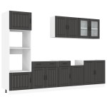 vidaXL Set dulap de bucătărie 7 piese „Kalmar” lemn negru prelucrat vidaXL Set dulap de bucătărie 7 piese „Kalmar” lemn negru prelucrat