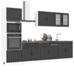 vidaXL Set dulap de bucătărie 7 piese „Kalmar” lemn negru prelucrat vidaXL Set dulap de bucătărie 7 piese „Kalmar” lemn negru prelucrat