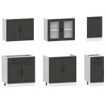 vidaXL Set dulap de bucătărie 7 piese „Kalmar” lemn negru prelucrat vidaXL Set dulap de bucătărie 7 piese „Kalmar” lemn negru prelucrat