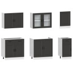 vidaXL Set dulap de bucătărie 7 piese „Kalmar” lemn negru prelucrat