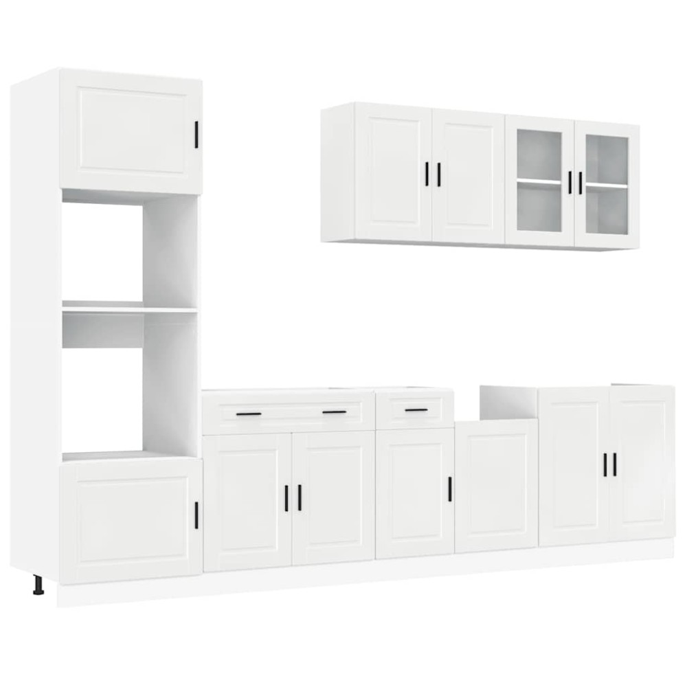vidaXL Set dulap de bucătărie 7 piese „Kalmar” alb lucios Lemn