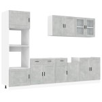 vidaXL Set dulapuri de bucătărie 7 piese „Kalmar” gri beton Lemn vidaXL Set dulapuri de bucătărie 7 piese „Kalmar” gri beton Lemn