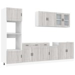 vidaXL Set de dulapuri de bucătărie 7 piese „Kalmar” lemn Sonoma gri vidaXL Set de dulapuri de bucătărie 7 piese „Kalmar” lemn Sonoma gri