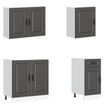 vidaXL Set dulap de bucătărie 7 piese „Kalmar” lemn negru prelucrat vidaXL Set dulap de bucătărie 7 piese „Kalmar” lemn negru prelucrat