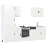 vidaXL Set dulap de bucătărie 7 piese „Kalmar” alb lucios Lemn vidaXL Set dulap de bucătărie 7 piese „Kalmar” alb lucios Lemn