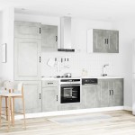 vidaXL Set dulapuri de bucătărie 7 piese „Kalmar” gri beton Lemn vidaXL Set dulapuri de bucătărie 7 piese „Kalmar” gri beton Lemn