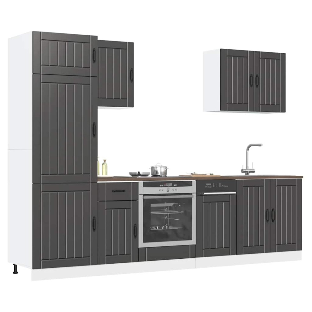 vidaXL Set dulap de bucătărie 7 piese „Lucca” lemn negru prelucrat