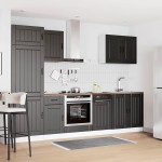 vidaXL Set dulap de bucătărie 7 piese „Lucca” lemn negru prelucrat