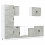 vidaXL Set dulapuri de bucătărie 7 piese „Lucca” gri beton Lemn