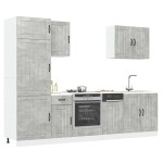 vidaXL Set dulapuri de bucătărie 7 piese „Lucca” gri beton Lemn