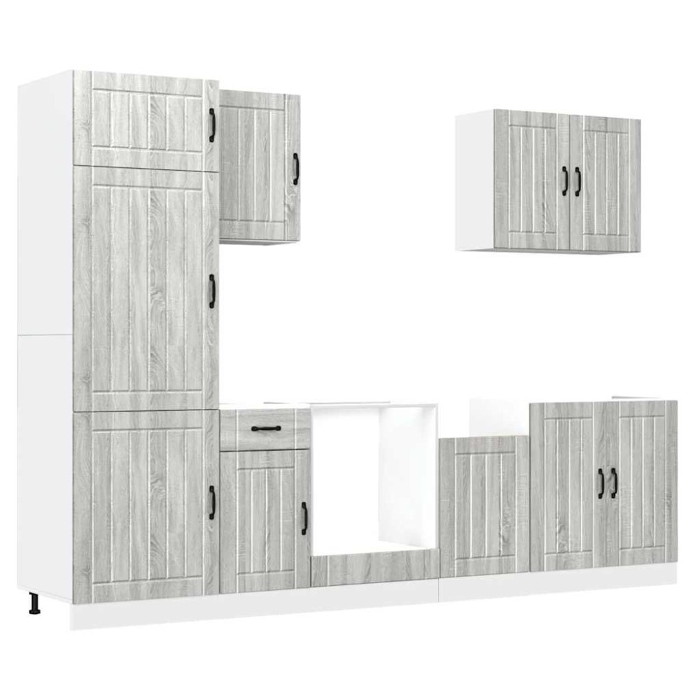 vidaXL Set de dulapuri de bucătărie 7 piese „Lucca” lemn Sonoma gri