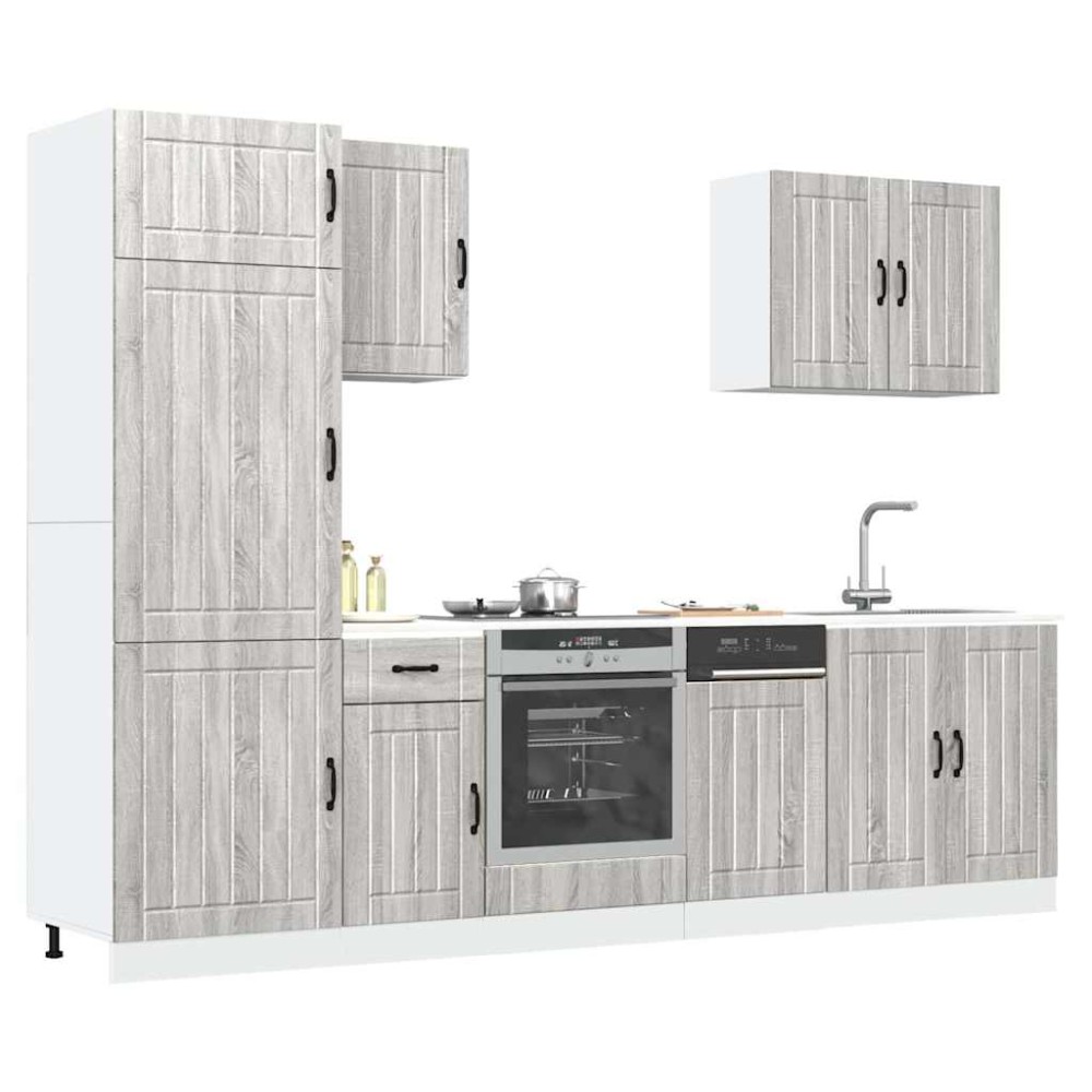 vidaXL Set de dulapuri de bucătărie 7 piese „Lucca” lemn Sonoma gri