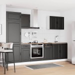 vidaXL Set dulap de bucătărie 7 piese „Kalmar” lemn negru prelucrat vidaXL Set dulap de bucătărie 7 piese „Kalmar” lemn negru prelucrat