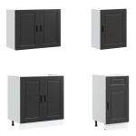 vidaXL Set dulap de bucătărie 7 piese „Kalmar” lemn negru prelucrat vidaXL Set dulap de bucătărie 7 piese „Kalmar” lemn negru prelucrat