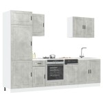 vidaXL Set dulapuri de bucătărie 7 piese „Kalmar” gri beton Lemn vidaXL Set dulapuri de bucătărie 7 piese „Kalmar” gri beton Lemn