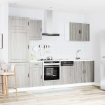 vidaXL Set de dulapuri de bucătărie 7 piese „Kalmar” lemn Sonoma gri vidaXL Set de dulapuri de bucătărie 7 piese „Kalmar” lemn Sonoma gri