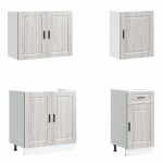 vidaXL Set de dulapuri de bucătărie 7 piese „Kalmar” lemn Sonoma gri vidaXL Set de dulapuri de bucătărie 7 piese „Kalmar” lemn Sonoma gri
