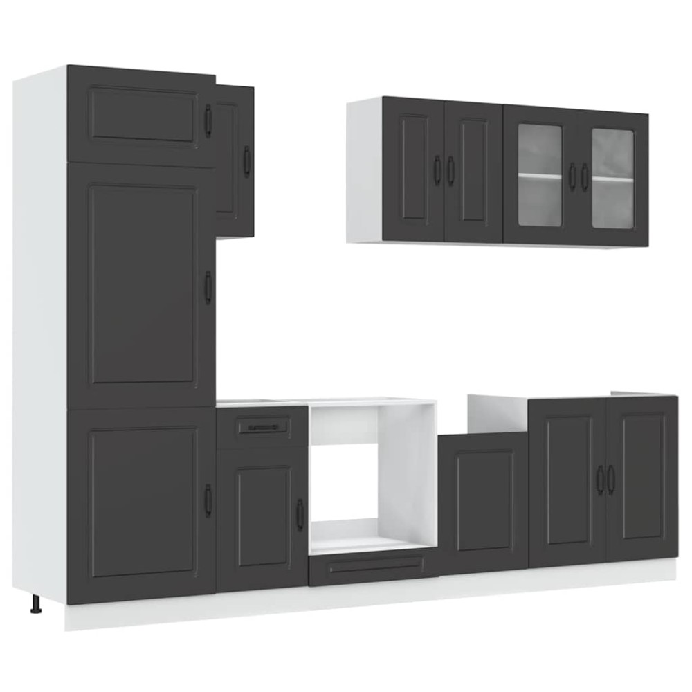 vidaXL Set dulap de bucătărie 8 piese „Kalmar” lemn negru prelucrat
