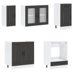 vidaXL Set dulap de bucătărie 8 piese „Kalmar” lemn negru prelucrat