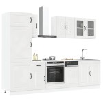 vidaXL Set dulap de bucătărie 8 piese „Kalmar” alb lucios Lemn