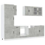 vidaXL Set dulapuri de bucătărie 8 piese „Kalmar” gri beton Lemn vidaXL Set dulapuri de bucătărie 8 piese „Kalmar” gri beton Lemn