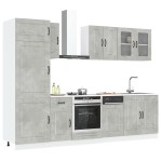vidaXL Set dulapuri de bucătărie 8 piese „Kalmar” gri beton Lemn vidaXL Set dulapuri de bucătărie 8 piese „Kalmar” gri beton Lemn