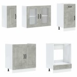 vidaXL Set dulapuri de bucătărie 8 piese „Kalmar” gri beton Lemn vidaXL Set dulapuri de bucătărie 8 piese „Kalmar” gri beton Lemn