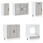 vidaXL Set de dulapuri de bucătărie 8 piese „Kalmar” lemn Sonoma gri vidaXL Set de dulapuri de bucătărie 8 piese „Kalmar” lemn Sonoma gri