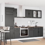 vidaXL Set dulap de bucătărie 8 piese „Kalmar” lemn negru prelucrat