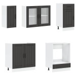vidaXL Set dulap de bucătărie 8 piese „Kalmar” lemn negru prelucrat