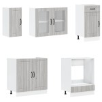 vidaXL Set de dulapuri de bucătărie 8 piese „Kalmar” lemn Sonoma gri vidaXL Set de dulapuri de bucătărie 8 piese „Kalmar” lemn Sonoma gri
