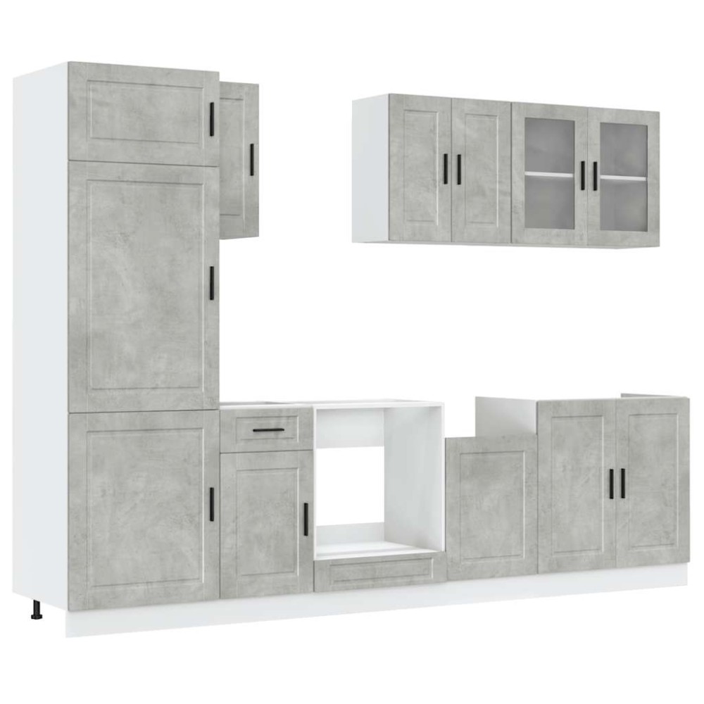 vidaXL Set dulapuri de bucătărie 8 piese „Kalmar” gri beton Lemn