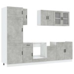 vidaXL Set dulapuri de bucătărie 8 piese „Kalmar” gri beton Lemn vidaXL Set dulapuri de bucătărie 8 piese „Kalmar” gri beton Lemn