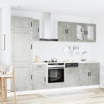 vidaXL Set dulapuri de bucătărie 8 piese „Kalmar” gri beton Lemn vidaXL Set dulapuri de bucătărie 8 piese „Kalmar” gri beton Lemn